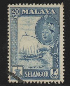 Selangor Scott 120  Used 20c Fishing Boat stamp