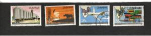 1986 Zimbabwe Sc #525-28 Commerce Industry Flags Aircraft - used stamp set cv $7