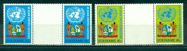 Surinam #710-711  Gutter Pairs  Mint NH  Scott $5.50