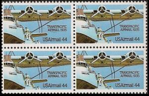 US C115 Airmail Transpacific 44c block (4 stamps) MNH 1985 