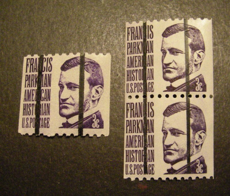 Scott 1297b, 3c Parkman PRECANCEL, Single & Pair, Shiny Gum, MNH Prominent Coil