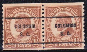 Precancel - Columbia, SC PSS 598-61 Coil Pair - No Gum