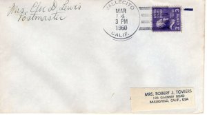 CALIFORNIA TOWN CANCEL,  VALLECITO, CA  1960  FDC11508