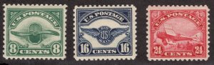 MH 1923 Set of Second Three Airmail Postage Stamps, Scott #C4* to #C6*  (dt2)