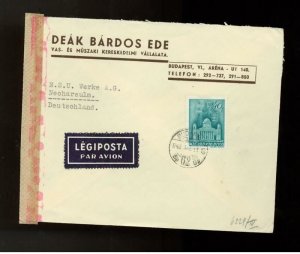 1943 censored Hungary airmail Cover to Germany NSU Werk