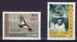 Ecuador 1996 AMERICA UPAEP'95 EAGLES set 2 values Perforated Mint (NH)