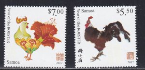 Samoa # 1241-1242, New Year - Year of the Rooster, NH, 1/2 Cat.