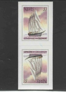 NEVIS #117  1980 $3 WINDJAMMER TETE BECHE PAIR    MINT  VF NH  O.G