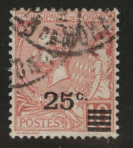 MONACO Scott 34 Prince Albert I used 1922 surcharged stamp