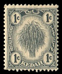 Malayan States - Kedah #24a Cat$170, 1939 1c black, type II, hinged, slight g...