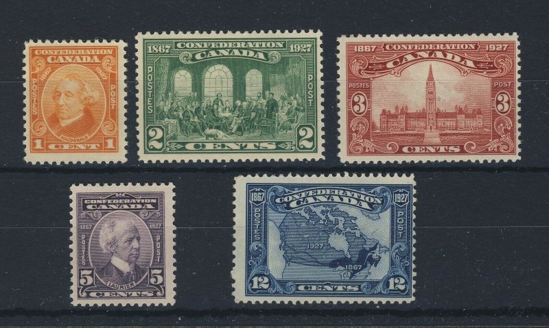 5x Canada MH Confederation Stamps #141-1c to #145-12c Map Guide Value = $34.00