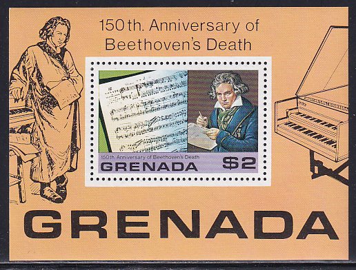 Grenada 1978 Sc 872 Composer Beethoven Death 150 Year Anniversary Stamp SS MH