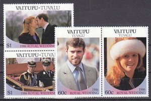 Tuvalu-Vaitupu, Scott cat. 65-66 a-b. Prince Andrew`s Royal Wedding issue. ^