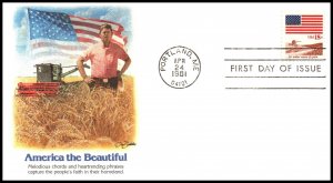 US 1890 Amber Waves of Grain Fleetwood U/A FDC