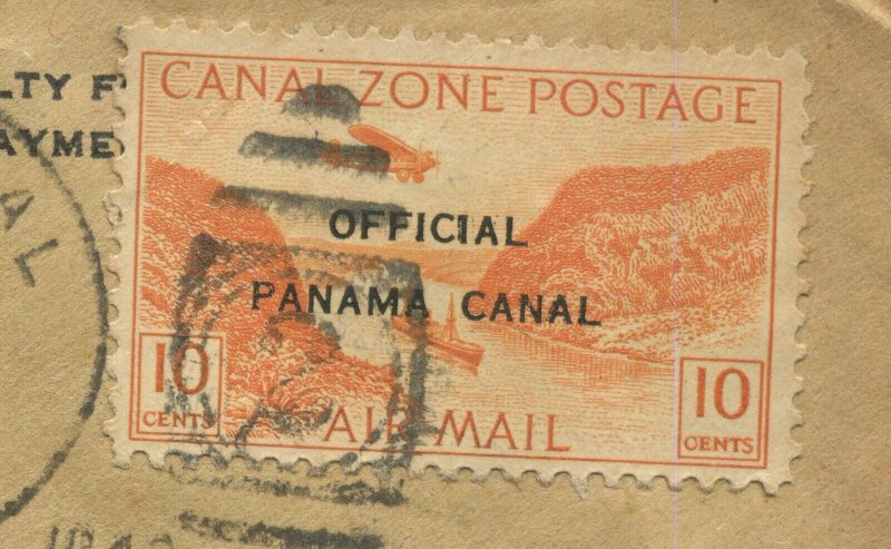 Canal Zone CO2 Airpost Official Partial Double Overprint Var. on Cover CZ MOB19