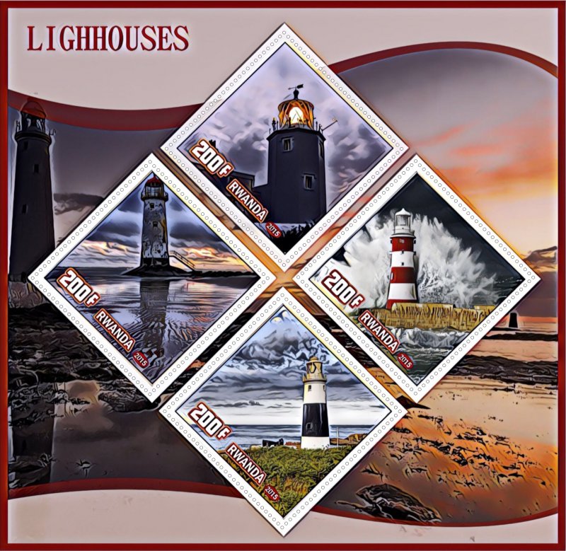 Stamps. Lighthouses 2015  year 1+1 sheets perforated