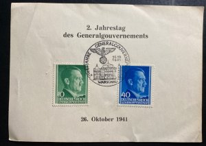 1941 Warsaw GG Poland Germany First Day Sheet Cover 2nd Year In Germany