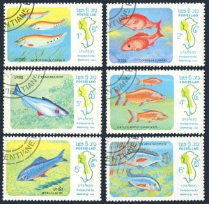 Laos 481-486, CTO. Michel 670-675. Mekong River Fish, 1983.