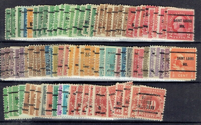 195 Different MISSOURI - Mostly early 20th Cent. Bureau and Local Precancels.