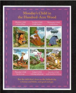 Grenadines 1997 - Disney Winnie, Tigger - Sheet of 6 Stamps - Scott #1949 - MNH