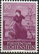 1961 Liechtenstein - Sc 345 - 1 singles - MNH VF - Woman in vineyard