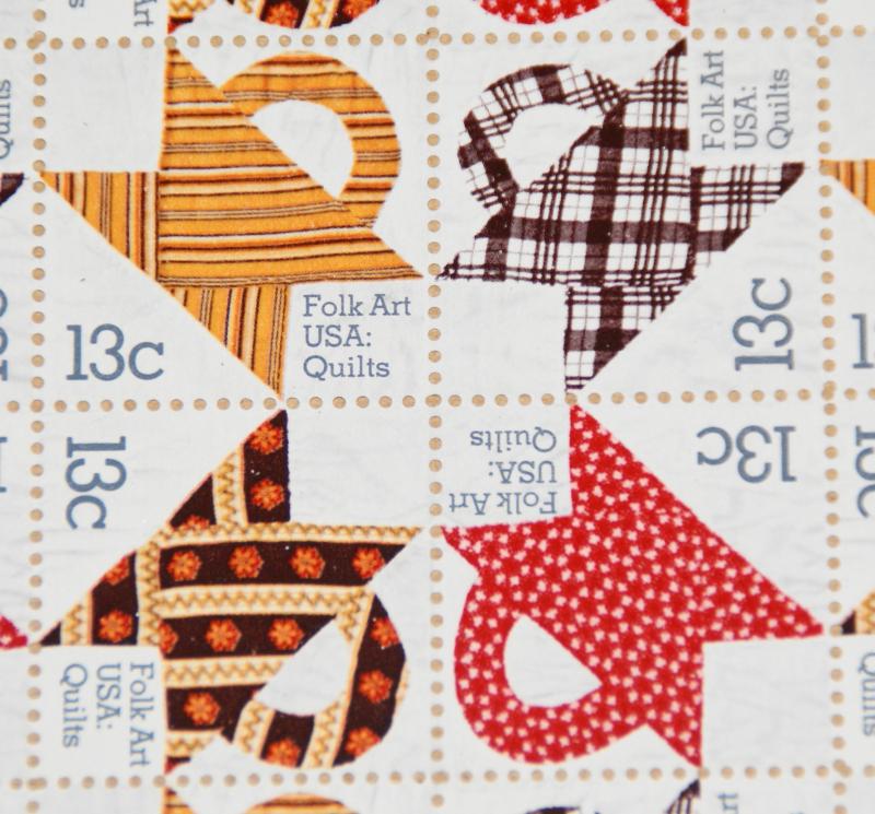 1978 sheet of stamps Celebrating Quilting and American Quilts, Sc# 1745-8