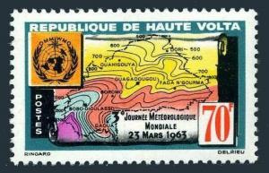 Burkina Faso 107,MNH.Michel 116. WMO,Meteorological Day 1963.Weather map.