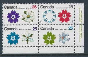 Canada #511a LR Plate Block Expo 70 25¢ MNH1