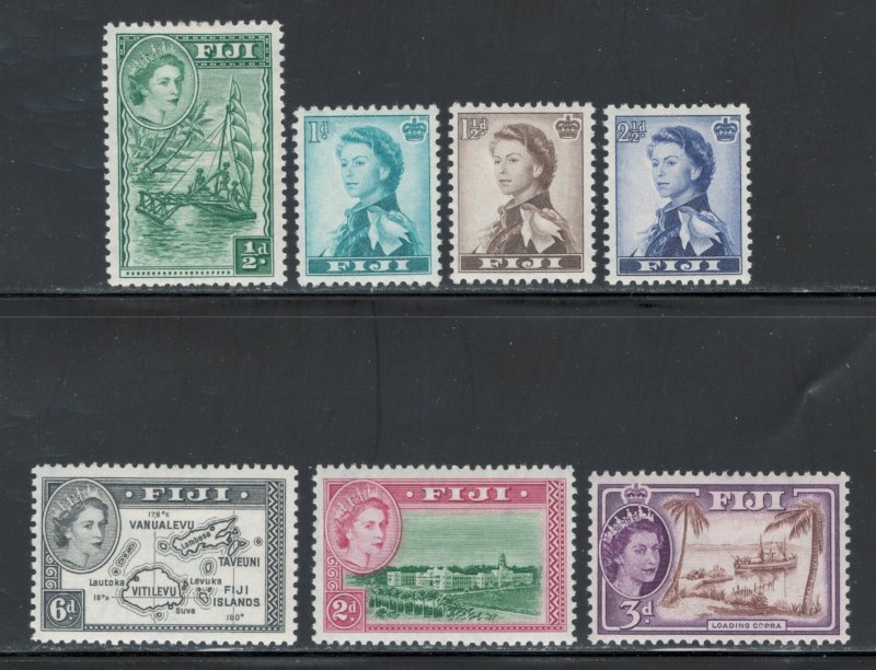 Fiji 1954 Queen Elizabeth II Definitives Scott # 147 - 154 MH