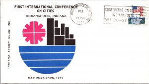 US SPECIAL EVENT CACHETED COVER 1st INT'L CONFERENCE ON CITIES INDIANAPOLIS 1971