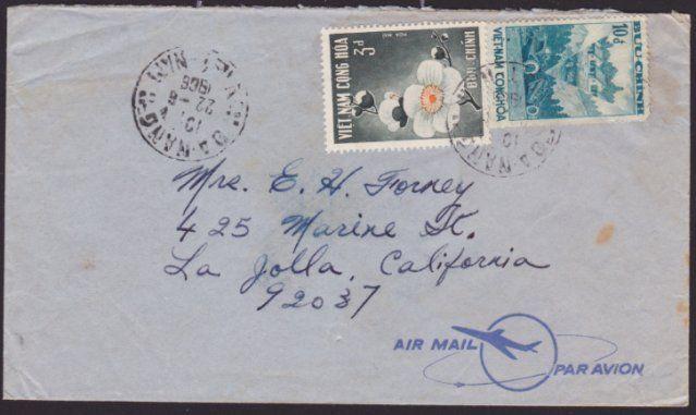 VIETNAM 1966 cover Da Nang to USA...........................................6897