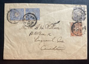 1901 Hiroshima Japan Postal stationery Cover To longueuil Canada