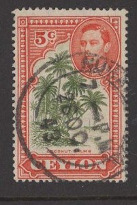 Ceylon # 292a  George VI - Coconut Palms   1942    (1) VF Used