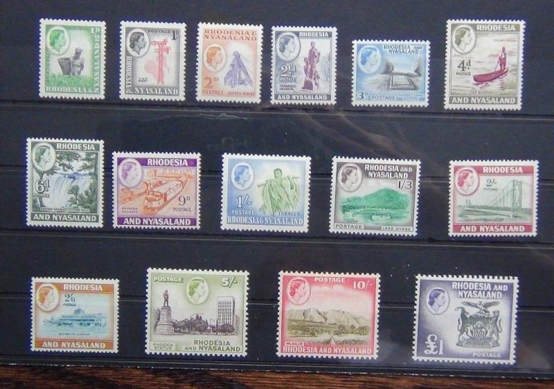 Rhodesia & Nyasaland 1959 - 1962 set complete to £1 MNH SG18 to SG31 