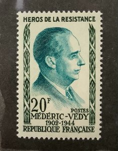 France 1959 Scott 917 MNH - Heroes of the Resistance, Médéric Védy