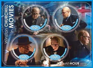 Stamps. Famous people. Winston Churchill movies 2020 year 1+1 sheets perforated