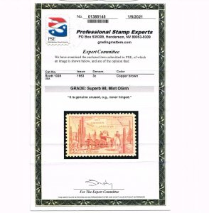 EXCEPTIONAL GENUINE SCOTT #1028 MINT PRISTINE OG NH PSE CERT GRADED SUPERB-98