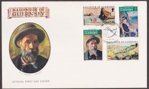 GUERNSEY - 1974 RENOIR PAINTINGS  - 4V FDC
