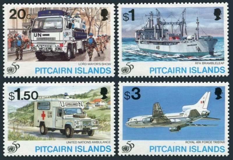 Pitcairn 436-439,MNH.Michel 456-459. UN 50th Ann.Lord Mayor's Show,UN Ambulance,