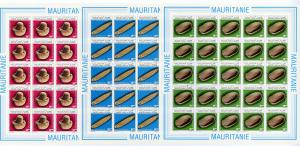 Mauritania Stamps #545-7 Set Archaeology Imperforate Sheets