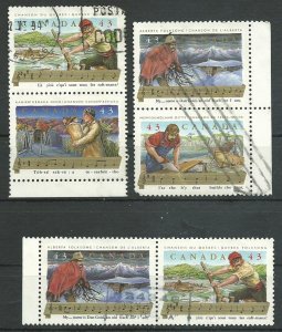 Canada #1492,1494pair,1491,1493pair,1491-92pair   used VF  1993  PD