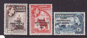 Ghana-Sc#25-7-unused NH set-QEII-Cold Coast ovptd Ghana Independence-1958-