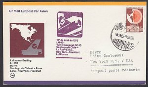 CHILE 1975 Lufthansa first flight cover to New York.........................F979