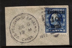 USA #K5 Very Fine Used On Piece With Ideal Shanghai China Postmark