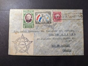 1941 Paraguay Airmail Crash Cover Asuncion to Rio De Janeiro Panair do Brazil