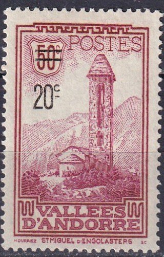 Andorra (Fr)  #64 F-VF Unused  CV $18.50  (Z7521)