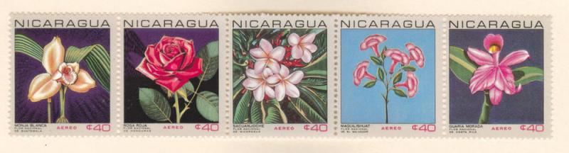 Nicaragua Scott C630a MNH** Flower strip