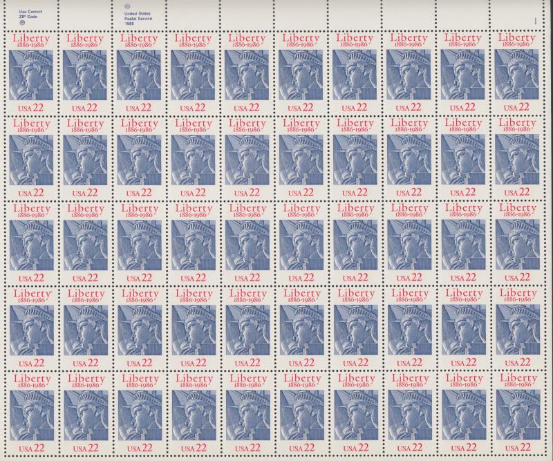 US #2224  Statue of Liberty   Full sheet of 50  MNH