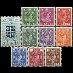 ST.LUCIA 1949 - Scott# 135-44 King etc. 1-24c NH