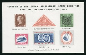 1960 London International Stamp Exhibition Souvenir Sheet MNH VF